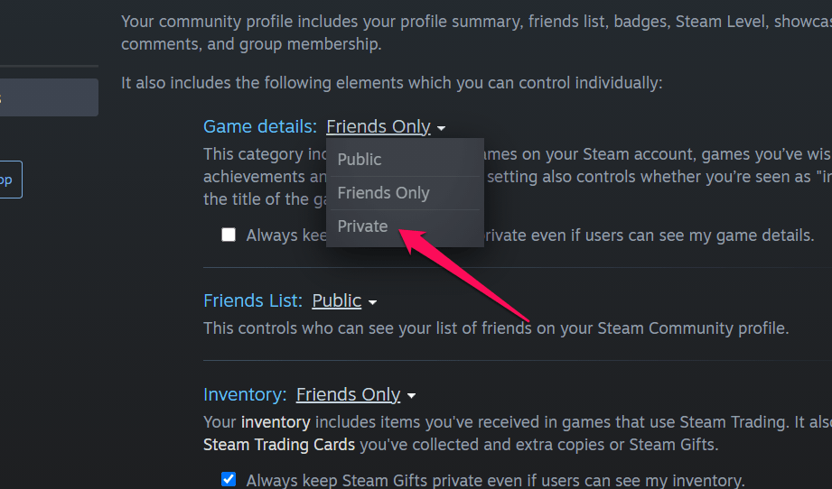 steam hide friends list